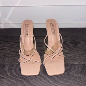 MISS LOLA Blush Strappy Heels